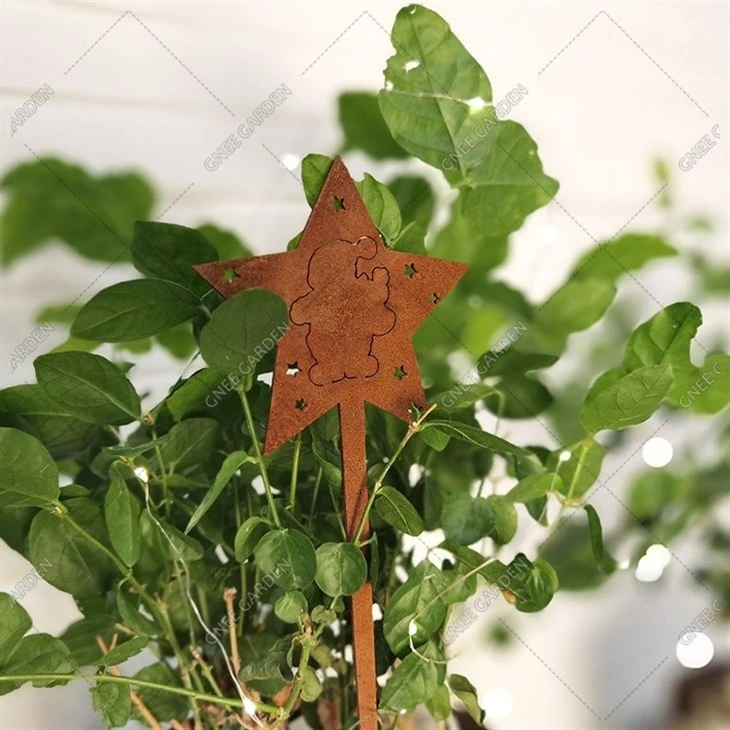 Decor Yard Stakes Lawn Corten Steel Rust Garden