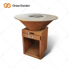 GN-BBQ-209-D Lò nướng BBQ bằng thép Corten có ngăn đựng tro