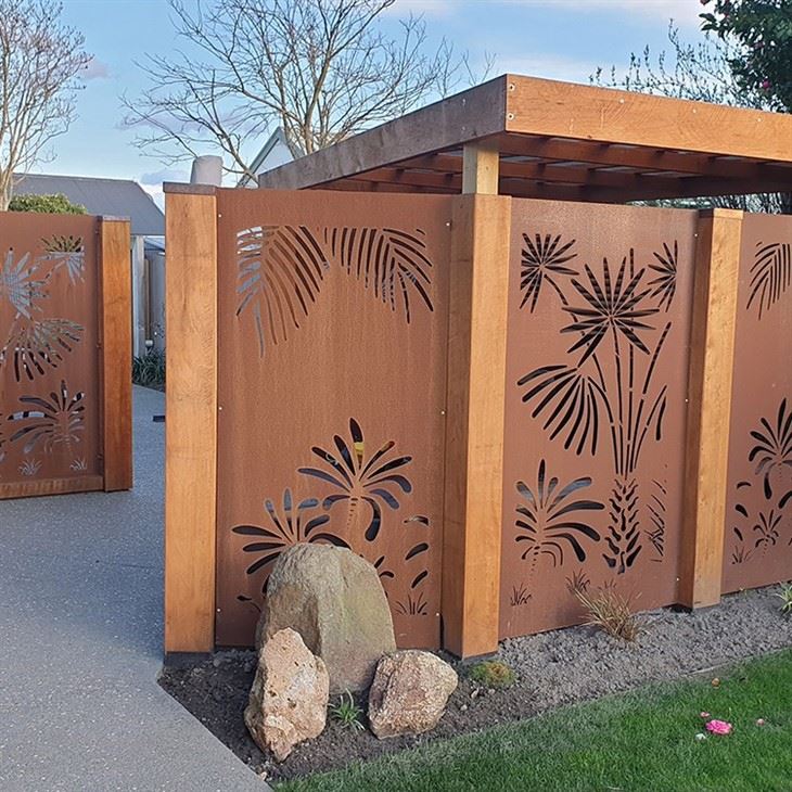 Custom Laser Cut Metal Fencing Panels Decorative Perforated Corten Steel Private Garden Fences